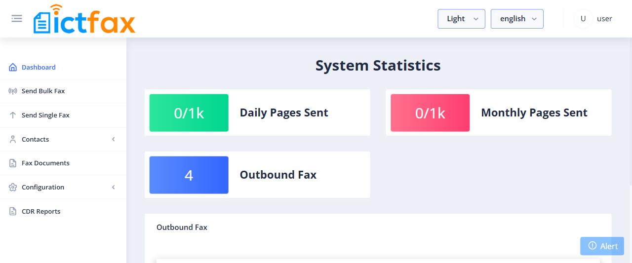 ICTFax user dashboard