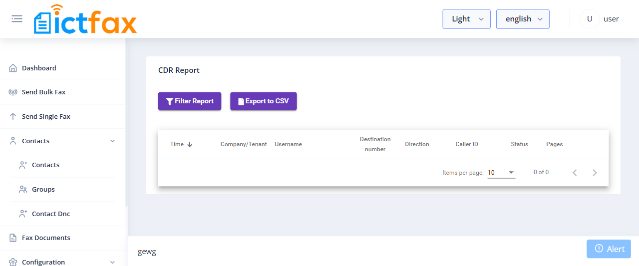ICTFax user CDR reports